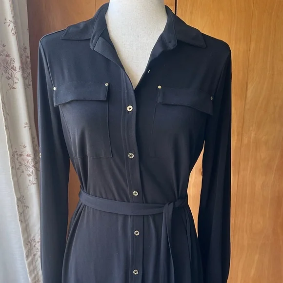 Calvin Klein: Black Button-Up Dress (EUC) - Picture 9 of 15